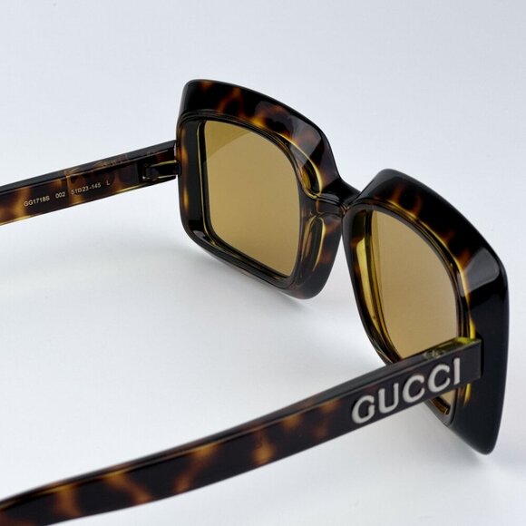 Gucci GG1718S 002  BRAND NEW Sunglasses Havana Brown Women Square main image 8